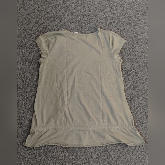 M.K.M Designs Olive green Short Sleeve Round Neck Ruffle Peplum Hem Shirt Top L - Picture 3 of 10